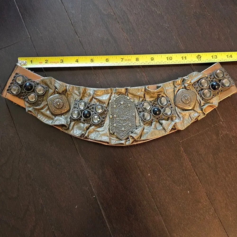 Retro 1980s Women's Belt Boho Army Green Copper By Nina Ajhani Steampunk